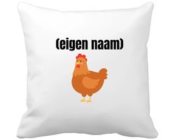 Akyol - kip met eigen naam Kussen hoes - Kippen - kippen liefhebbers - iemand die houdt van kippen - verjaardag - cadeau - kado - 40 bij 40 cm