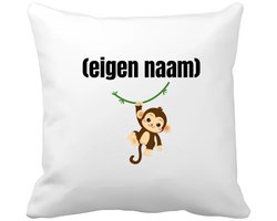 Akyol - kleine aap met eigen naam Kussen hoes - Aap - apen liefhebbers - iemand die houdt van apen - verjaardag - cadeau - kado - 40 bij 40 cm