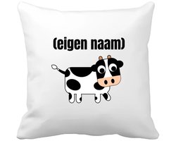 Akyol - kleine koe met eigen naam Kussen hoes - Koe - boeren/koeien liefhebbers - iemand die houdt van koeien - verjaardag - cadeau - kado - 40 bij 40 cm