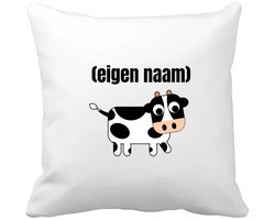 Akyol - kleine koe met eigen naam Kussen hoes - Koe - boeren/koeien liefhebbers - iemand die houdt van koeien - verjaardag - cadeau - kado - geschenk - 40 bij 40 cm