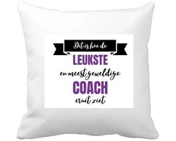 Akyol - leukste coach eruit ziet Kussen hoes - Coach - beste coach - sport - verjaardagscadeau - klein cadeautje - kado - gift - geschenk - verrassing - 40 bij 40 cm