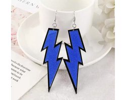 Akyol - Oorbellen blauwe bliksemschicht- blauw - oorbel- Cadeau- neon blauwe oorbellen neon blauwe oorbellen-Sieraad bliksem oorbellen–blauwe oorbel -foute feest-foute party-carnaval-90s -90´s -dames-kleur-verjaardag-cadeau-neon blauwe oorbel voor