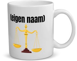 Akyol - rechter weegschaal koffiemok - theemok - Advocaat - advocaten - met eigen naam - leuk cadeau voor iemand die advocaat is - cadeau - kado - 350 ML inhoud
