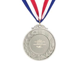 Akyol - 's werelds beste badmeester medaille zilverkleuring - Badmeester - badmeesters - zwemmen - zwemdiploma - cadeau - kado - gift - geschenk - vaderdag - lifeguard
