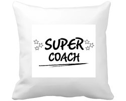Akyol - super coach Kussen hoes - Coach - een coach - sport - verjaardagscadeau - klein cadeautje - kado - gift - 40 bij 40 cm