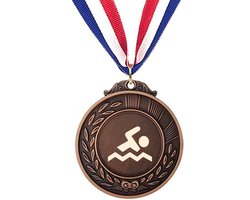 Akyol - zwemmen medaille bronskleuring - Zwemmen - beste zwemmer - gegraveerde sleutelhanger - zwemmen cadeau - zwemdiploma cadeau - sport - gepersonaliseerd - sleutelhanger met naam