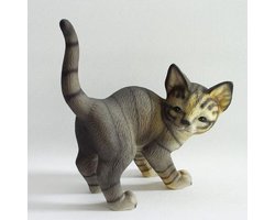 AL - Kat staand grijs staart hoog 16cmH - Decoratie