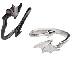 aladdien - Bijpassende ringen koppels - Engel duivel pijlring - Verstelbaar zwart zilver - Beloftehuwelijkscadeau - Hypoallergene materialen - Gesch..