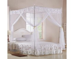 aladdien - Klamboe Beddengoed - Luxe Drie Zijopeningen - Ideaal voor Dameskamer - Wit - Ademend Net - Geschikt voor Slaapkamer - 150 x 200 cm