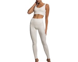 aladdien - Trainingsoutfits voor Vrouwen - Comfortabele Oefensets - Wit - Sportieve Kleding - Perfect voor de Sportschool - Maat L