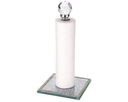 aladdien - Vrijstaande Keukenpapierhouder - Glazen Papieren Handdoekhouder - Modern en Elegant - Zilver - Organiser voor Tissuerollen - Perfect voor..
