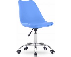 ALBA Bureaustoel Blauw, Ergonomisch Design, Verstelbare Zithoogte, Chrome Basis. Perfect voor Kinderkamer of Kantoor. Max. 110 kg