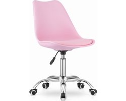 ALBA Bureaustoel Roze, Ergonomisch Design, Verstelbare Zithoogte, Chrome Basis. Perfect voor Kinderkamer of Kantoor. Max. 110 kg