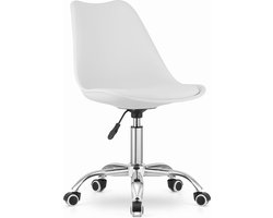 ALBA Bureaustoel Wit, Ergonomisch Design, Verstelbare Zithoogte, Chrome Basis. Perfect voor Kinderkamer of Kantoor. Max. 110 kg