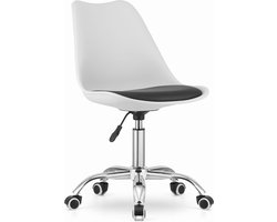 ALBA Bureaustoel Zwart-Wit, Ergonomisch Design, Verstelbare Zithoogte, Chrome Basis. Perfect voor Kinderkamer of Kantoor. Max. 110 kg