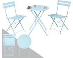 Albatros Bistroset 3-Delig, Blauw - Bistrotafel met 2 Stoelen - Inklapbare Stoelen en Tafel van Robuust Metaal - ideaal als Balkonmeubelset of Tuinmeubels in een Modern Design