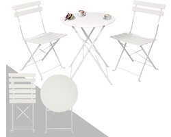 Albatros Bistroset 3-Delig, Zwart - Bistrotafel met 2 Stoelen - Inklapbare Stoelen en Tafel van Robuust Metaal - ideaal als Balkonmeubelset of Tuinmeubels in een Modern Design