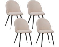 Albatros Capo Eetkamerstoelen met Stoffen Bekleding, Set van 4, Beige - Stijlvol Vintage Ontwerp, stoffen bekleding, SGS-getest Gestoffeerde Stoel - Moderne Keukenstoel, Eetkamerstoel
