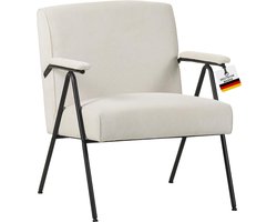 Albatros design vintage fauteuil Stanford, bekleding van hoogwaardige koordstof in Beige, zeer comfortabele verende kern, relaxfauteuil loungestoel voor in de woonkamer, slaapkamer of als tv-fauteuil
