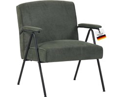 Albatros design vintage fauteuil Stanford, bekleding van hoogwaardige koordstof in Groen, zeer comfortabele verende kern, relaxfauteuil loungestoel voor in de woonkamer, slaapkamer of als tv-fauteuil