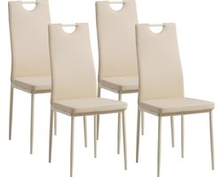 ALBATROS Eetkamerstoel Salerno Set van 4, Beige - Stijlvol Italiaans Ontwerp, Kunstleer Bekleding, Comfortabele Gestoffeerde Stoel - Moderne Keukenstoel, Eetkamerstoel of Eettafelstoel