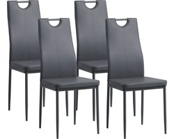 ALBATROS Eetkamerstoel Salerno Set van 4, Grijs - Stijlvol Italiaans Ontwerp, Kunstleer Bekleding, Comfortabele Gestoffeerde Stoel - Moderne Keukenstoel, Eetkamerstoel of Eettafelstoel
