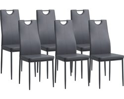 ALBATROS Eetkamerstoel Salerno Set van 6, Grijs - Stijlvol Italiaans Ontwerp, Kunstleer Bekleding, Comfortabele Gestoffeerde Stoel - Moderne Keukenstoel, Eetkamerstoel of Eettafelstoel