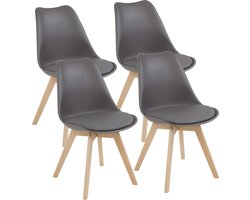 Albatros Eetkamerstoelen Aarhus in Set van 4, Grijs / Beuk - massief Beuk poten - comfortabele kuipstoel, Scandinavisch retro design - elegante keukenstoel, eetkamerstoel of eettafelstoel