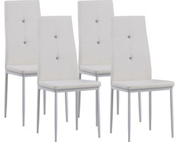 Albatros eetkamerstoelen DIAMOND set van 4, Wit - Edele diamant look, Gestoffeerde stoel met kunstlederen bekleding, Modern stijlvol design aan de eettafel - Keukenstoel of stoel eetkamer met hoge belastbaarheid