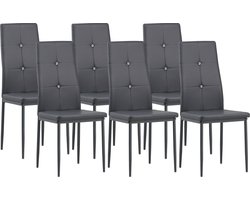 Albatros eetkamerstoelen DIAMOND set van 6, Grijs - Edele diamant look, Gestoffeerde stoel met kunstlederen bekleding, Modern stijlvol design aan de eettafel - Keukenstoel of stoel eetkamer met hoge belastbaarheid
