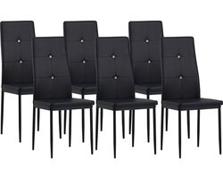 Albatros eetkamerstoelen DIAMOND set van 6, Zwart - Edele diamant look, Gestoffeerde stoel met kunstlederen bekleding, Modern stijlvol design aan de eettafel - Keukenstoel of stoel eetkamer met hoge belastbaarheid