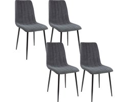 Albatros eetkamerstoelen Garda 4 stuks, Antraciet - Comfortabele gestoffeerde stoel, modern en stijlvol - Elegante keukenstoel, eetkamerstoel of eettafelstoel in retro look