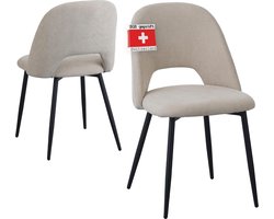 Albatros eetkamerstoelen met koordhoes, set van 2 Silvi, beige - Stijlvol vintage ontwerp, koordhoes, SGS-geteste gestoffeerde stoel - Moderne keukenstoel, eetkamerstoel of eettafelstoel