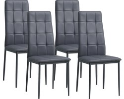 Albatros Eetkamerstoelen Rimini in Set van 4, Grijs - Edele Italiaanse vormgeving - kunstlederen bekleding, comfortabele gestoffeerde stoel - Moderne keukenstoel, eetkamerstoel of eettafelstoel