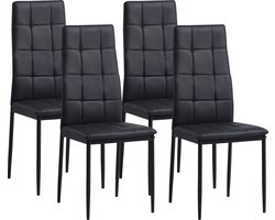 Albatros Eetkamerstoelen Rimini in Set van 4, Zwart - Edele Italiaanse vormgeving - kunstlederen bekleding, comfortabele gestoffeerde stoel - Moderne keukenstoel, eetkamerstoel of eettafelstoel