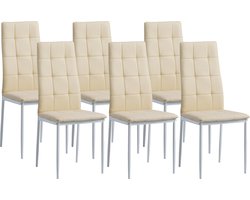 Albatros Eetkamerstoelen Rimini in Set van 6, Beige - Edele Italiaanse vormgeving - kunstlederen bekleding, comfortabele gestoffeerde stoel - Moderne keukenstoel, eetkamerstoel of eettafelstoel