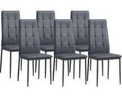 Albatros Eetkamerstoelen Rimini in Set van 6, Grijs - eetkamerstoelen set van 6 - Edele Italiaanse vormgeving - kunstlederen bekleding, comfortabele gestoffeerde stoel - Moderne keukenstoel, eetkamerstoel of eettafelstoel
