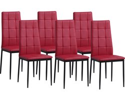 Albatros Eetkamerstoelen Rimini in Set van 6, Rood - Edele Italiaanse vormgeving - kunstlederen bekleding, comfortabele gestoffeerde stoel - Moderne keukenstoel, eetkamerstoel of eettafelstoel
