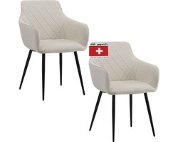 ALBATROS Eetkamerstoelen set van 2 Sila, Beige - Stijlvol Ontwerp, Bekleding van Stof, SGS-goedgekeurde Gestoffeerde Stoel - Moderne Keukenstoel, Eetkamerstoel of Eettafelstoel