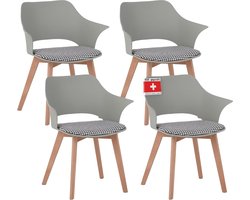 Albatros eetkamerstoelen set van 4 Aalborg, Groen - poten van massief beukenhout, Scandinavisch retro design, comfortabele kuipstoel - elegante keukenstoel, eetkamerstoel voor eettafel