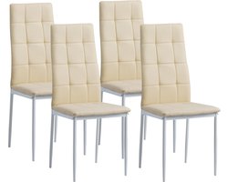 Albatros Eetkamerstoelen set van 4 Rimini - Beige - Edele Italiaanse vormgeving - kunstlederen bekleding, comfortabele gestoffeerde stoel - Moderne keukenstoel, eetkamerstoel of eettafelstoel