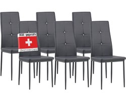 Albatros Eetkamerstoelen set van 6 - DIAMOND, Grijs - Edele diamant look, Gestoffeerde stoel met kunstlederen bekleding, Modern stijlvol design aan de eettafel - Keukenstoel of stoel eetkamer met hoge belastbaarheid - Eetkamerstoelen