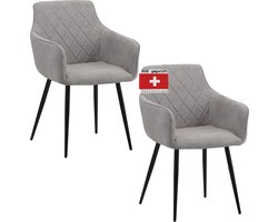 ALBATROS Eetkamerstoelen Sila, Set van 2 of 1 - Stijlvol Ontwerp, Bekleding van Stof, SGS-goedgekeurde Gestoffeerde Stoel - Moderne Keukenstoel, Eetkamerstoel of Eettafelstoel