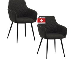 ALBATROS Eetkamerstoelen Sila, Set van 2, Zwart - Stijlvol Ontwerp, Bekleding van Stof, SGS-goedgekeurde Gestoffeerde Stoel - Moderne Keukenstoel, Eetkamerstoel of Eettafelstoel