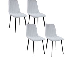 Albatros Garda Eetkamerstoelen Set van 4, Grijs - Comfortabele gestoffeerde stoel, modern en stijlvol - Elegante keukenstoel, eetkamerstoel of eettafelstoel in retro look