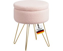 Albatros Kruk met Opbergruimte Cannes - Kruk met Opbergruimte, Modern Ontwerp, Edele Fluwelen of Sherpa Bekleding - Kruk of Bank met Opbergruimte - Optimaal als Voetenbankje of Kaptafel Kruk