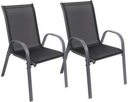 Albatros Kuba Tuinstoelen Set van 2 - Stapelbare Tuinstoelen met Robuust Metalen Frame en Hoog Draagvermogen - Comfortabele stapelbare stoelen ook als Terrasstoelen of Balkonstoelen