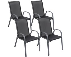 Albatros Kuba Tuinstoelen Set van 4 - Stapelbare Tuinstoelen met Robuust Metalen Frame en Hoog Draagvermogen - Comfortabele stapelbare stoelen ook als Terrasstoelen of Balkonstoelen
