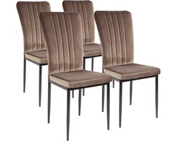 Albatros Modena Eetkamerstoelen met Fluwelen hoes, Set van 4, Bruin - Stijlvol Vintage Design, Fluwelen hoes, SGS-goedgekeurde gestoffeerde stoel - Moderne Keukenstoel, Eetkamerstoel of Eettafelstoel