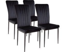 Albatros Modena Eetkamerstoelen met Fluwelen hoes, Set van 4, Zwart - Stijlvol Vintage Design, Fluwelen hoes, SGS-goedgekeurde gestoffeerde stoel - Moderne Keukenstoel, Eetkamerstoel of Eettafelstoel